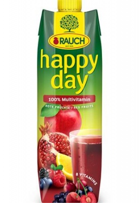 Gyümölcslé, 100%, 1 l, RAUCH "Happy day", piros multivitamin