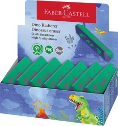Radír display, háromszögletű, FABER-CASTELL, dinoszaurusz